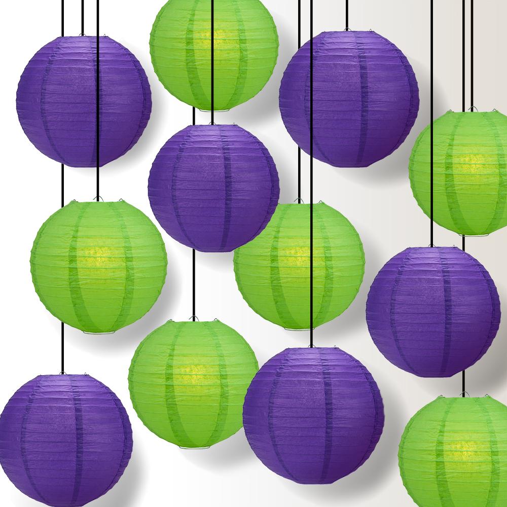 Halloween 12-Piece Purple / Green Paper Lantern Party Pack Set, Assorted Hanging Decoration - AsianImportStore.com - B2B Wholesale Lighting and Decor