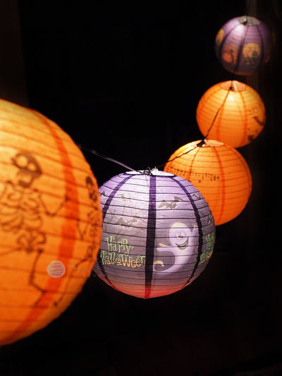 10/12" Halloween COMBO Kit Assorted Paper Lantern String Light Party Decoration (31 FT, EXPANDABLE, Black Cord) - AsianImportStore.com - B2B Wholesale Lighting and Decor