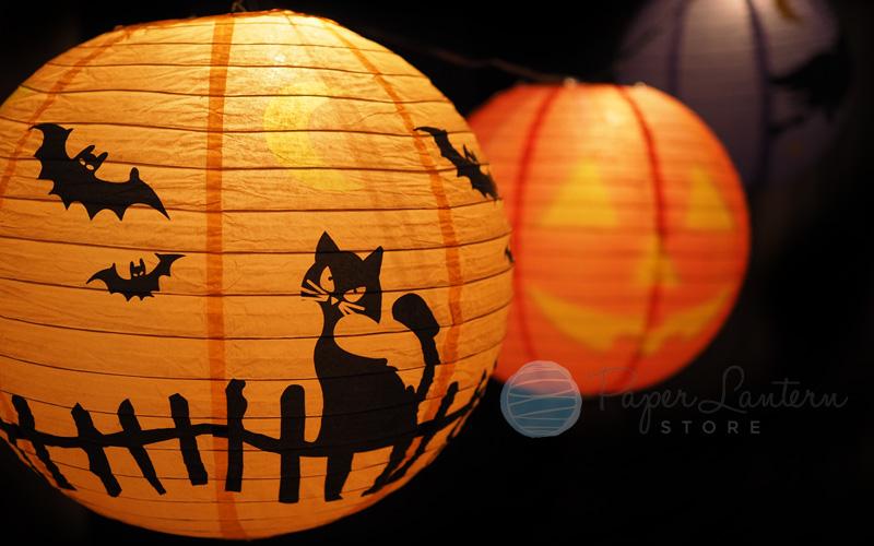 14/16" Halloween COMBO Kit Assorted Paper Lantern String Light Party Decoration (31 FT, EXPANDABLE, Black Cord) - AsianImportStore.com - B2B Wholesale Lighting and Decor
