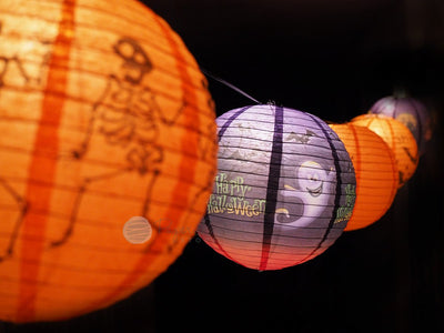 10/12" Halloween COMBO Kit Assorted Paper Lantern String Light Party Decoration (31 FT, EXPANDABLE, Black Cord) - AsianImportStore.com - B2B Wholesale Lighting and Decor