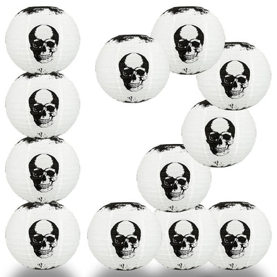 12 PACK | 14" Halloween Skull Skeleton Face Paper Lantern, Hanging Decoration - AsianImportStore.com - B2B Wholesale Lighting and Decor