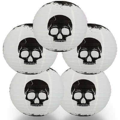 5 PACK | 14" Halloween Skull Skeleton Face Paper Lantern, Hanging Decoration - AsianImportStore.com - B2B Wholesale Lighting and Decor