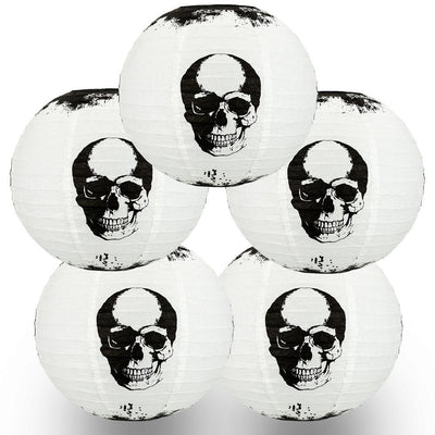 5 PACK | 14" Halloween Skull Skeleton Face Paper Lantern, Hanging Decoration - AsianImportStore.com - B2B Wholesale Lighting and Decor