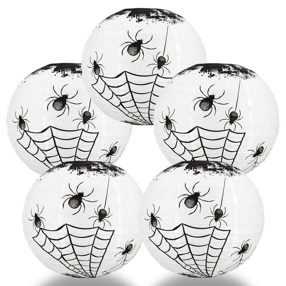 5 PACK | 14" Halloween Spiders Spooky Bug Webs Paper Lantern, Hanging Decoration - AsianImportStore.com - B2B Wholesale Lighting and Decor