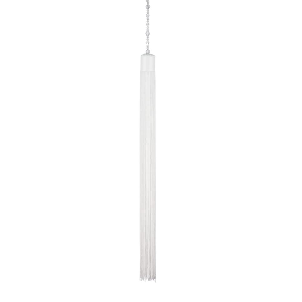  Medium 17 x 1" White Tassel Strand with Beaded 13-inch Crystal Clear Hanging Cord - AsianImportStore.com - B2B Wholesale Lighting and Decor