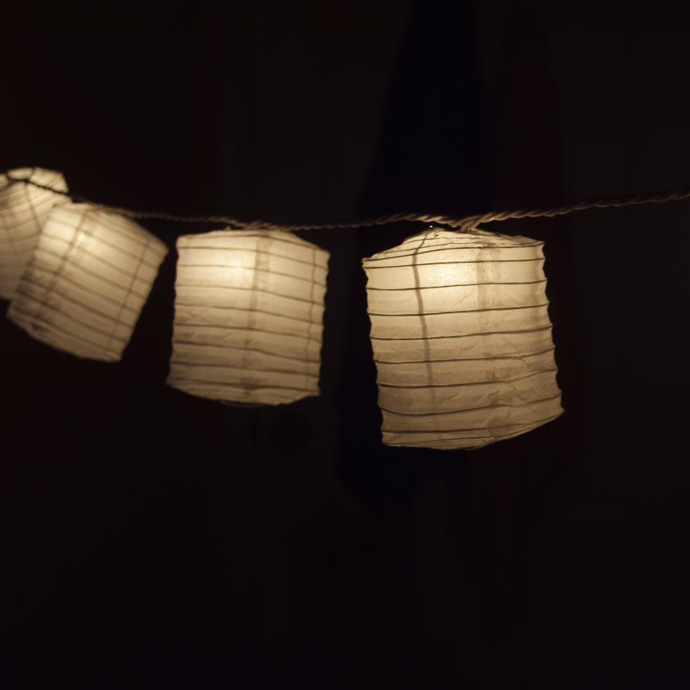 White Hako Box Shaped Paper Lantern String String Lights (8FT) (UL Listed) - AsianImportStore.com - B2B Wholesale Lighting & Decor since 2002