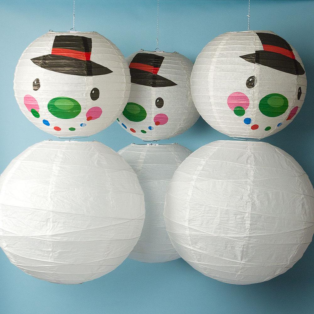 6-pc Frosty Snowman Holiday Christmas Party Pack Paper Lanterns Combo Set - AsianImportStore.com - B2B Wholesale Lighting and Decor