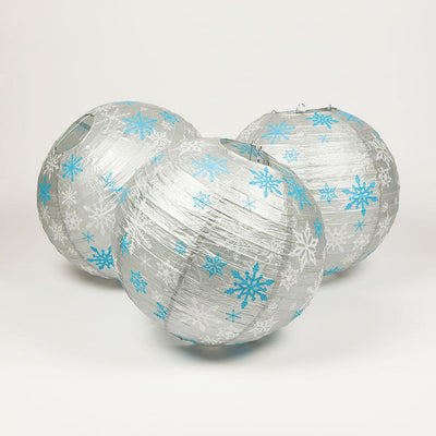 11-pc Silver Frosted Holiday Christmas Party Pack Paper Lanterns Combo Set - AsianImportStore.com - B2B Wholesale Lighting and Decor