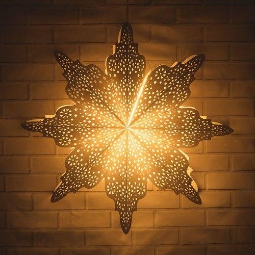 3-PACK + Cord | Bright White Cristallo 29" Pizzelle Designer Illuminated Paper Star Lanterns and Lamp Cord Hanging Decorations - AsianImportStore.com - B2B Wholesale Lighting and Decor