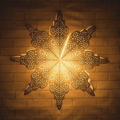 3-PACK + Cord | Bright White Cristallo 29" Pizzelle Designer Illuminated Paper Star Lanterns and Lamp Cord Hanging Decorations - AsianImportStore.com - B2B Wholesale Lighting and Decor