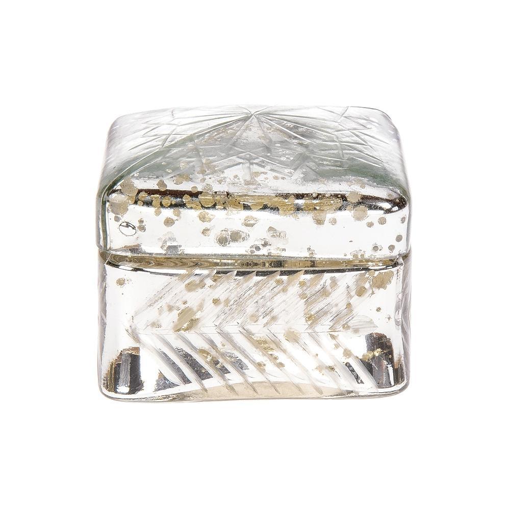 Vintage Mercury Glass Trinket Box (2.5-Inch, Silver, Square Design) (20 PACK) - AsianImportStore.com - B2B Wholesale Lighting and Décor