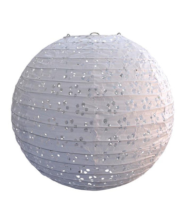 8" Round Eyelet Lace Look Paper Lantern - White - AsianImportStore.com - B2B Wholesale Lighting and Decor