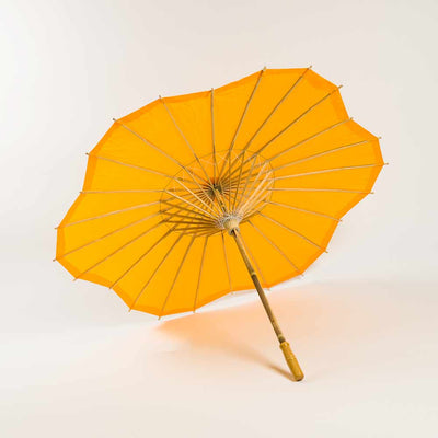 32" Orange Paper Parasol Umbrella, Scallop Blossom Shaped - AsianImportStore.com - B2B Wholesale Lighting & Décor since 2002.