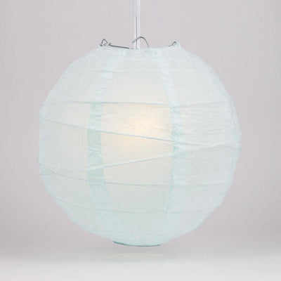 12" Arctic Spa Blue Round Paper Lantern, Irregular Ribbed, Chinese Hanging Wedding & Party Decoration - AsianImportStore.com - B2B Wholesale Lighting and Decor