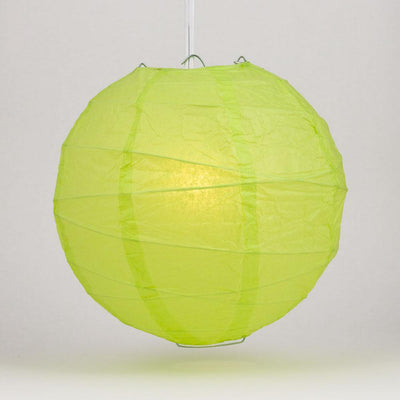 12" Light Lime Green Round Paper Lantern, Crisscross Ribbing, Chinese Hanging Wedding & Party Decoration - AsianImportStore.com - B2B Wholesale Lighting and Decor