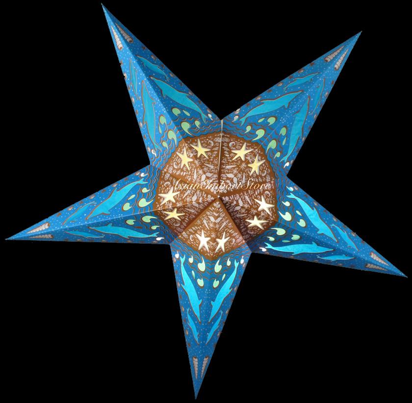 24" Blue Dolphins Paper Star Lantern, Chinese Hanging Wedding & Party Decoration - AsianImportStore.com - B2B Wholesale Lighting and Decor