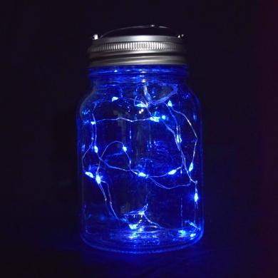 Fantado Wide Mouth Clear Mason Jar w/ Hanging Blue LED Fairy Light Kit (Battery Powered) - AsianImportStore.com - B2B Wholesale Lighting and Decor