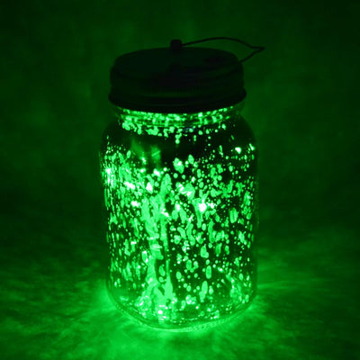 Fantado Wide Mouth Gold Mercury Glass Mason Jar Light w/ Hanging Green Fairy LED Kit - AsianImportStore.com - B2B Wholesale Lighting and Decor