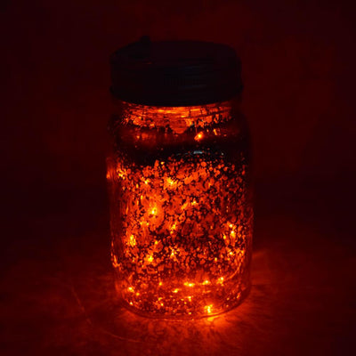 Fantado Regular Mouth Gold Mercury Glass Mason Jar Light w/ Hanging Orange Fairy LED Kit - AsianImportStore.com - B2B Wholesale Lighting and Decor