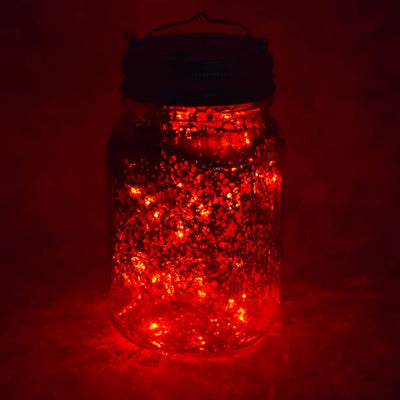Fantado Regular Mouth Gold Mercury Glass Mason Jar Light w/ Hanging Red Fairy LED Kit - AsianImportStore.com - B2B Wholesale Lighting and Decor