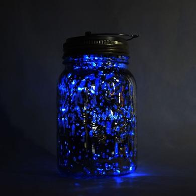  Fantado Wide Mouth Silver Mercury Glass Mason Jar w/ Hanging Blue LED Fairy Light Kit (Battery Powered) - AsianImportStore.com - B2B Wholesale Lighting and Decor