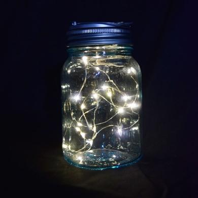 BULK PACK (6) Fantado Wide Mouth Water Blue Mason Jar Lights w/ Hanging Warm White Fairy LED Kit - AsianImportStore.com - B2B Wholesale Lighting and Decor