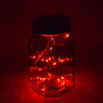Fantado Wide Mouth Water Blue Mason Jar Light w/ Hanging Red Fairy LED Kit - AsianImportStore.com - B2B Wholesale Lighting and Decor