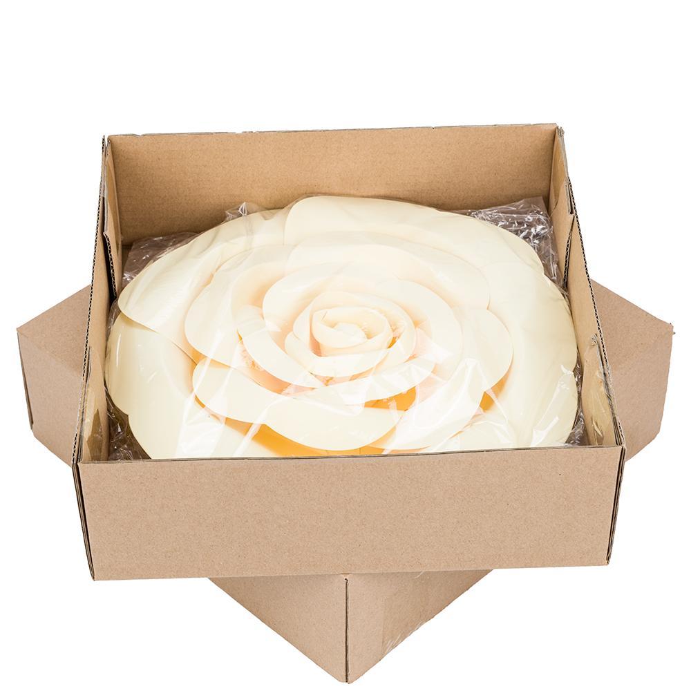(Discontinued) (24 PACK) Premium Large 12" Pre-made Vanilla Cream Beige Garden Rose Paper Flower Backdrop Wall Decor for Weddings, Photo Shoots, Birthday Parties and more