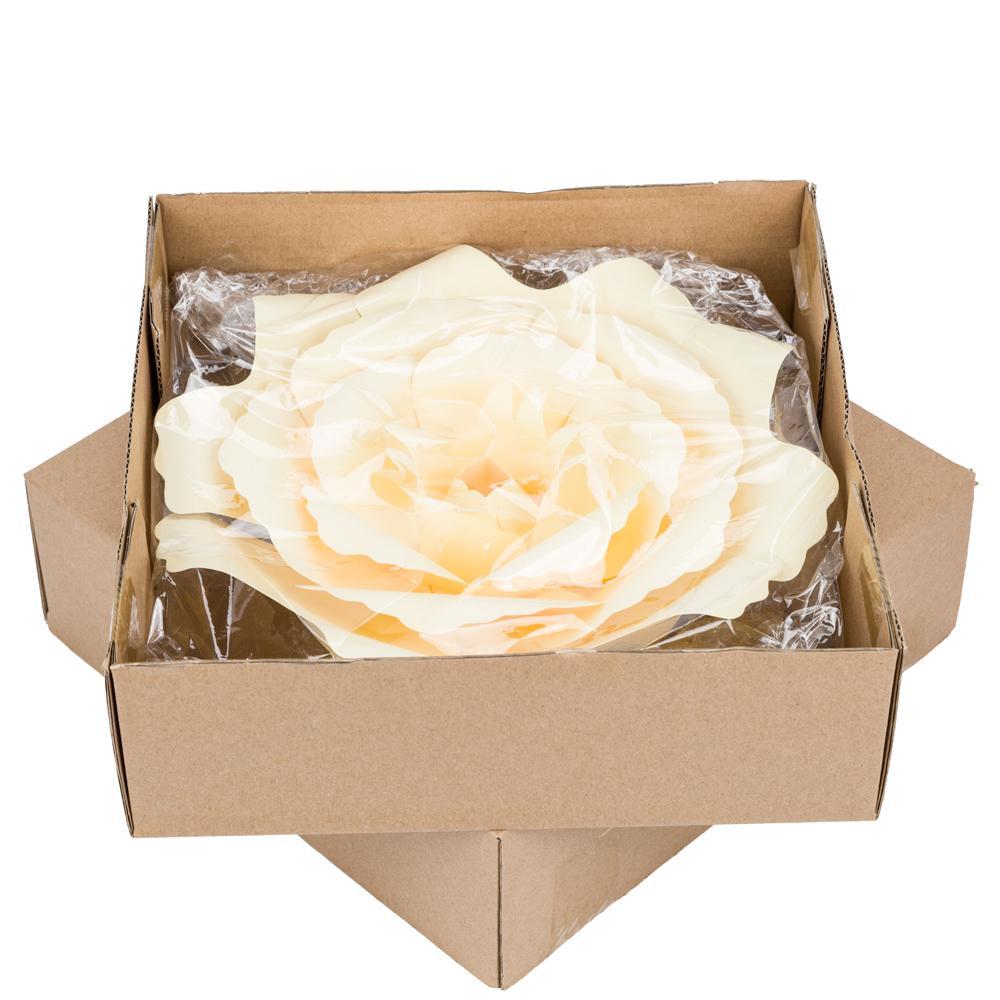 (Discontinued) (24 PACK) Large 12" Vanilla Cream Beige Peony Paper Flower Backdrop Wall Decor, 3D Premade