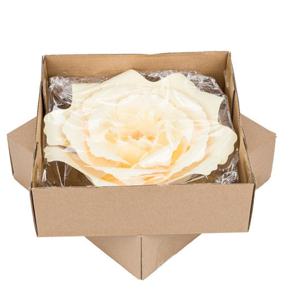 (Discontinued) (24 PACK) Large 12" Vanilla Cream Beige Peony Paper Flower Backdrop Wall Decor, 3D Premade
