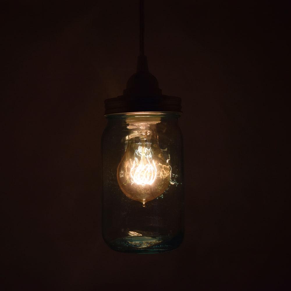 Fantado Water Blue Glass Mason Jar Pendant Light Kit, Wide Mouth, Clear Cord, 15FT - AsianImportStore.com - B2B Wholesale Lighting and Decor