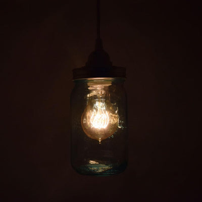 Fantado Water Blue Glass Mason Jar Pendant Light Kit, Wide Mouth, Clear Cord, 15FT - AsianImportStore.com - B2B Wholesale Lighting and Decor