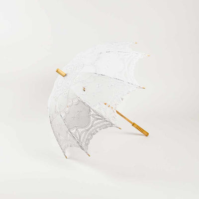 30" White Lace Cotton Fabric Parasol Umbrella w/ Metal Frame - AsianImportStore.com - B2B Wholesale Lighting and Decor