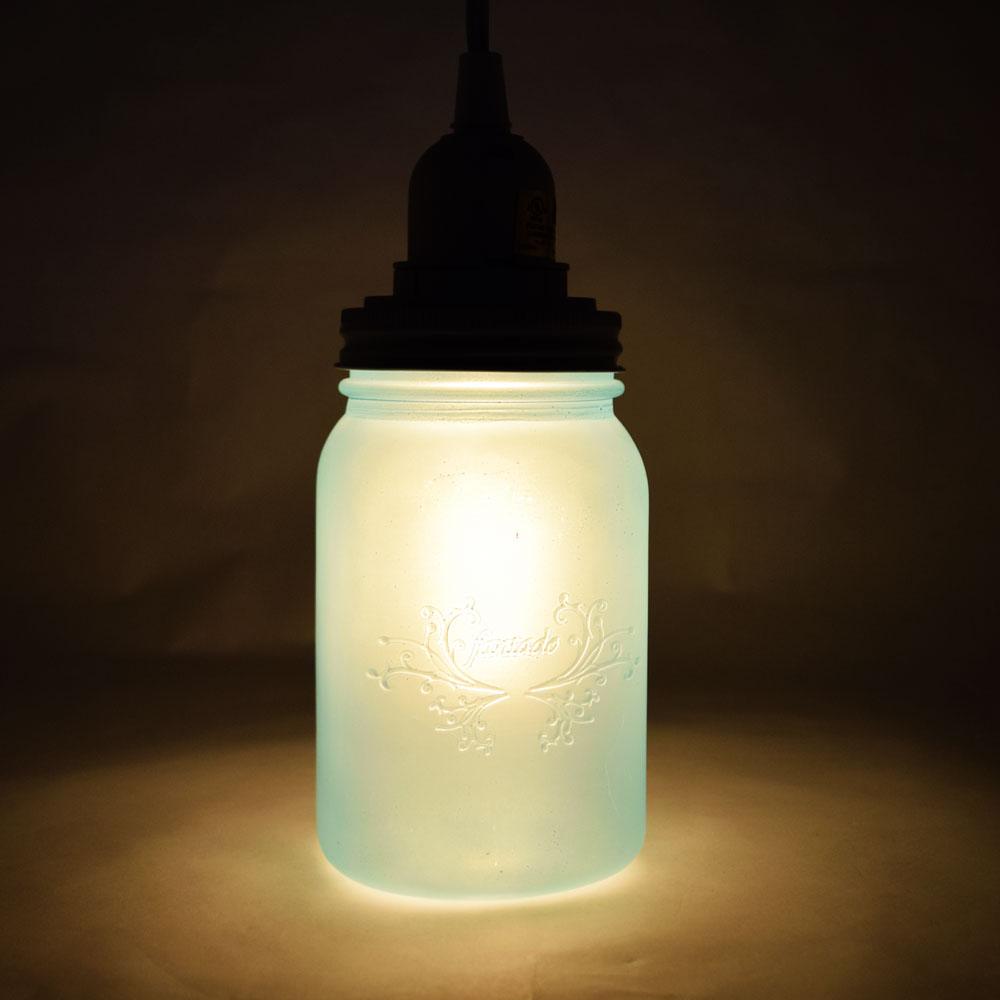 Fantado Frozen Blue Mason Jar Pendant Light Kit, Regular Mouth, Clear Cord, 15FT - AsianImportStore.com - B2B Wholesale Lighting and Decor