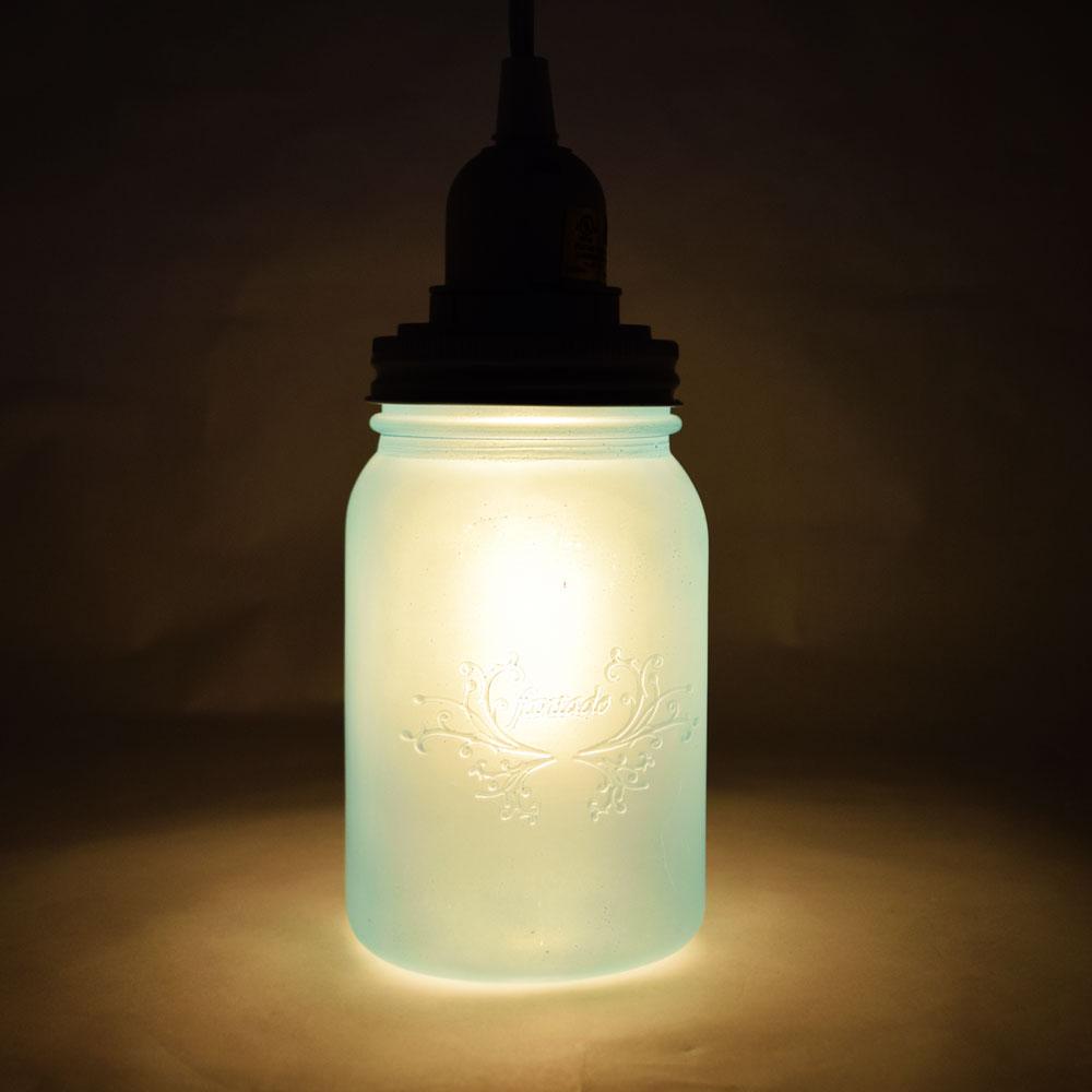  Fantado Frozen Blue Mason Jar Pendant Light Kit, Regular Mouth, Clear Cord, 15FT - AsianImportStore.com - B2B Wholesale Lighting and Decor