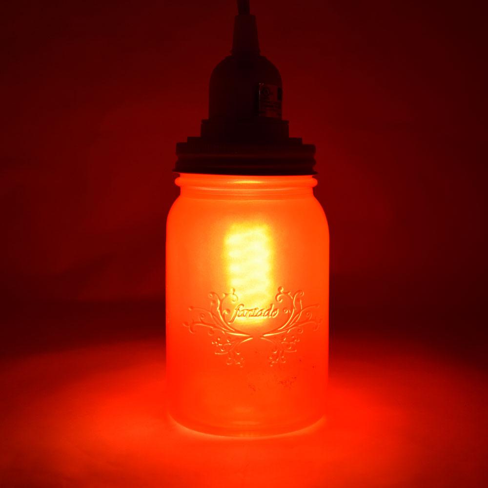 Fantado Frosted Fuchsia / Hot Pink Mason Jar Pendant Light Kit, Regular Mouth, White Cord, 15FT - AsianImportStore.com - B2B Wholesale Lighting & Decor since 2002