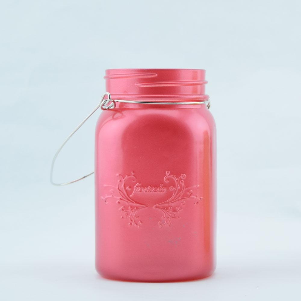 Fantado Frosted Fuchsia / Hot Pink Mason Jar Pendant Light Kit, Regular Mouth, Black Cord, 15FT - AsianImportStore.com - B2B Wholesale Lighting and Decor