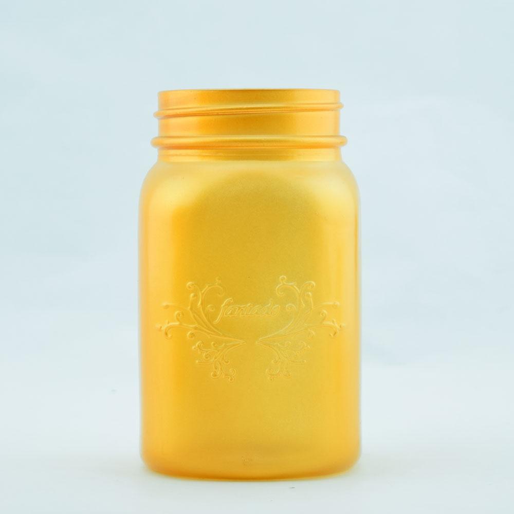 Fantado Frosted Yellow Gold Mason Jar Pendant Light Kit, Regular Mouth, Black Cord, 15FT - AsianImportStore.com - B2B Wholesale Lighting and Decor
