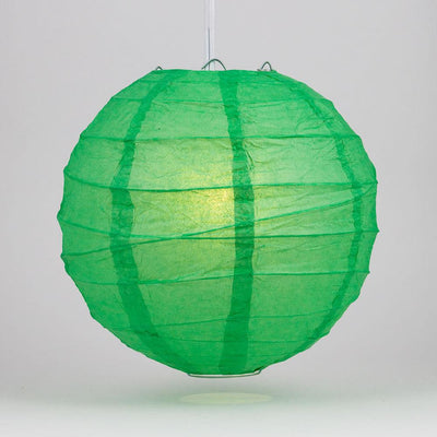 24" Emerald Green Round Paper Lantern, Crisscross Ribbing, Chinese Hanging Wedding & Party Decoration - AsianImportStore.com - B2B Wholesale Lighting and Decor