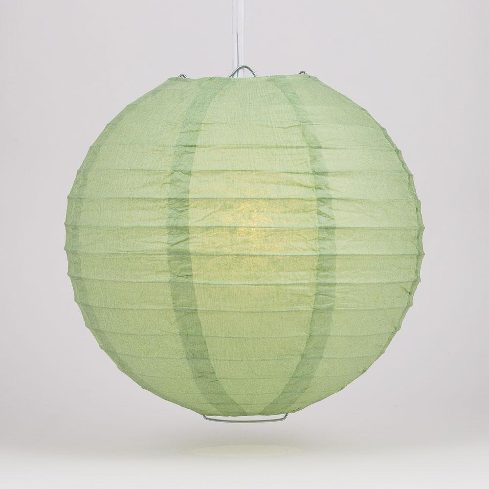 14" Sea Green Round Paper Lantern, Even Ribbing, Chinese Hanging Wedding & Party Decoration - AsianImportStore.com - B2B Wholesale Lighting and Decor