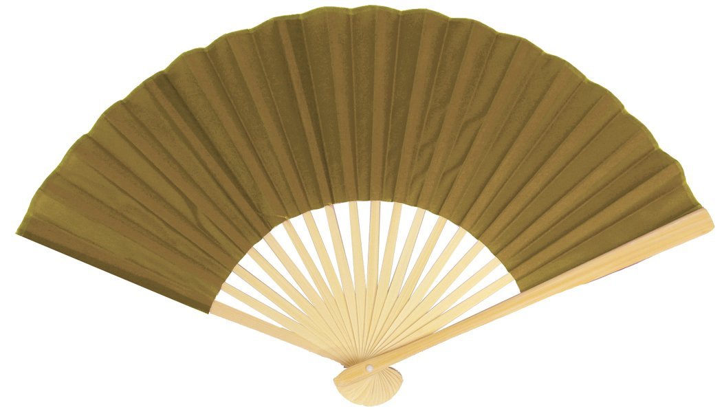 9" Olive / Brown Green Silk Hand Fans for Weddings (100 PACK) - AsianImportStore.com - B2B Wholesale Lighting and Décor