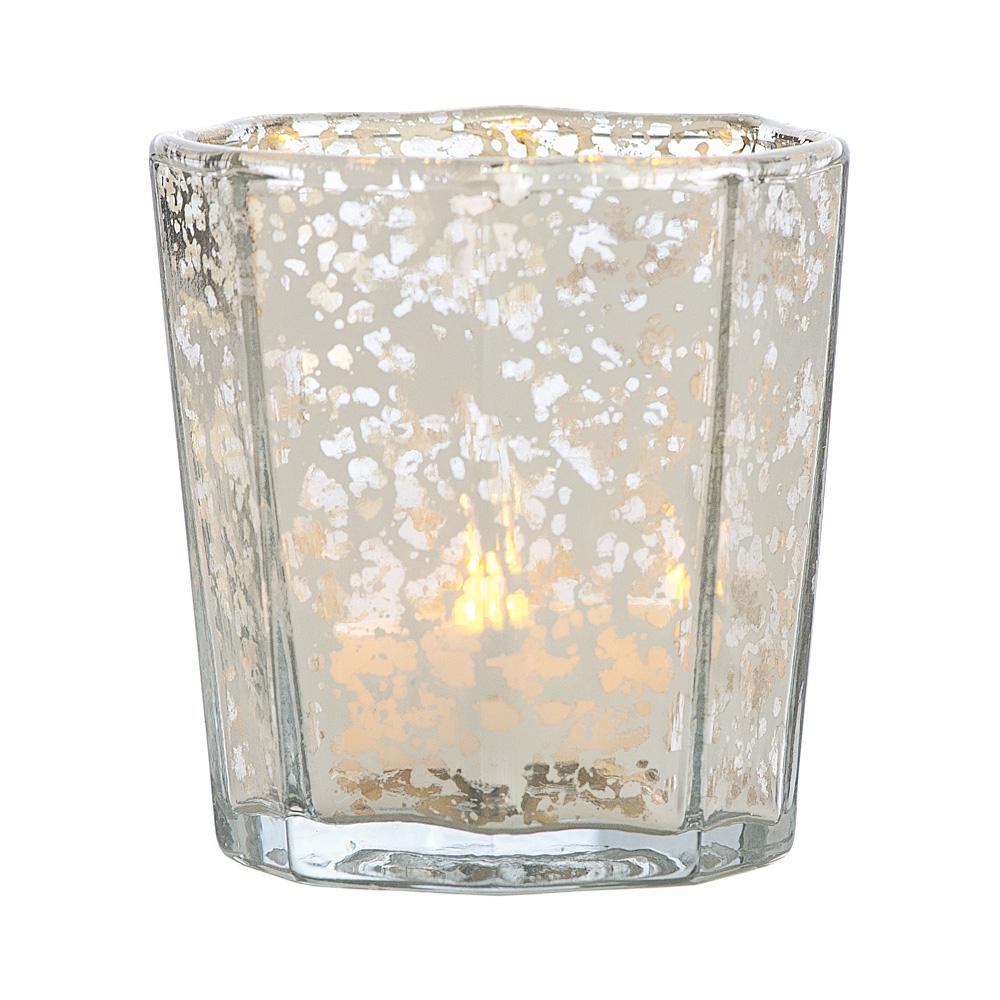 24 Pack | Vintage Mercury Glass Candle Holder (2.75-Inch, Patricia Design, Silver) - AsianImportStore.com - B2B Wholesale Lighting and Decor