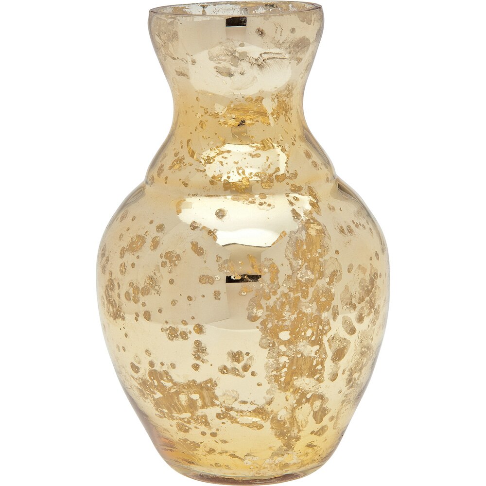 BLOWOUT (20 PACK) Vintage Mercury Glass Vase (5.5-Inch, Evelyn Classic Design, Gold) - Decorative Flower Vase - For Home Decor and Wedding Centerpieces