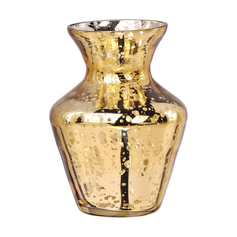 Vintage Mercury Glass Vase (4-Inch, Penelope Mini Urn Design, Gold) - Decorative Flower Vase - Home Decor, Party Decorations and Wedding Centerpieces - AsianImportStore.com - B2B Wholesale Lighting and Decor