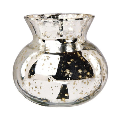 Vintage Mercury Glass Vase (4-Inch, Clara Pot Belly Design, Silver) - Decorative Flower Vase - For Home Decor, Party Decorations, and Wedding Centerpieces - AsianImportStore.com - B2B Wholesale Lighting and Decor