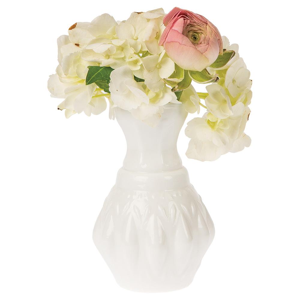 Milk Glass Vase (4-Inch, Bernadette Mini Ribbed Design, Silver) - Decorative Flower Vase - for Home Décor, Party Decorations and Wedding Centerpieces - AsianImportStore.com - B2B Wholesale Lighting and Decor