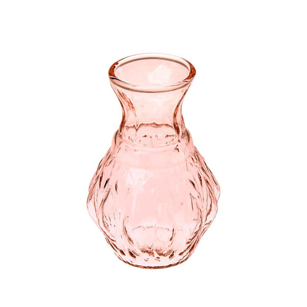 Vintage Pink Glass Vase (4-Inch, Bernadette Mini Ribbed Design) - Decorative Flower Vase - For Home Decor and Wedding Centerpieces - AsianImportStore.com - B2B Wholesale Lighting and Decor