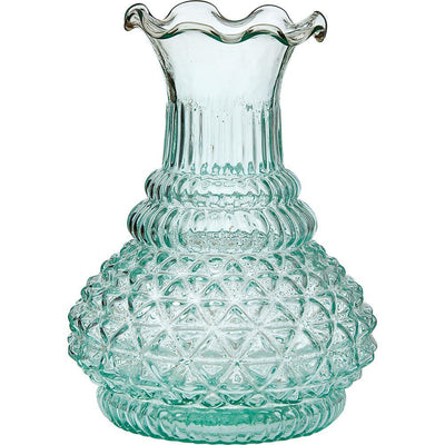 (Discontinued) (20 PACK) Vintage Glass Vase - 5.75-in Sophia Ruffled Genie Design, Vintage Green - Home Decor Flower Vase - Decorative Dining Table Centerpiece for Weddings Parties Events - Ideal House Warming Gift