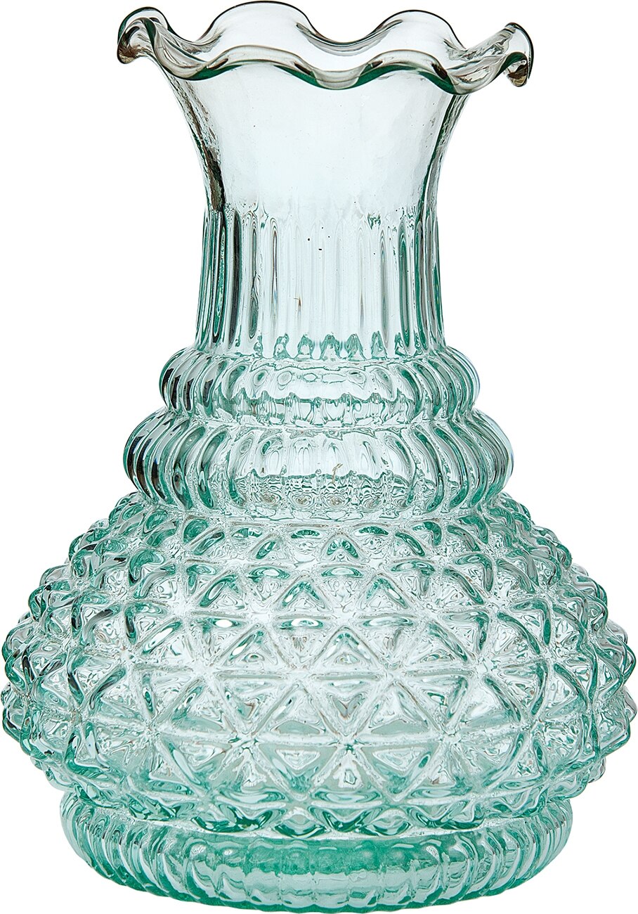 Vintage Glass Vase - 5.75-in Sophia Ruffled Genie Design, Vintage Green - Home Decor Flower Vase - Decorative Dining Table Centerpiece for Weddings Parties Events - Ideal House Warming Gift (20 PACK) - AsianImportStore.com - B2B Wholesale Lighting and Décor