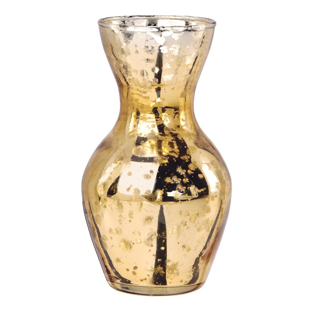 Mini Vintage Mercury Glass Vase (4.5-Inch, Adelaide Cone Top Design, Gold) - Decorative Flower Vase Home Decor, Party Decorations, Wedding Centerpiece - AsianImportStore.com - B2B Wholesale Lighting & Decor since 2002